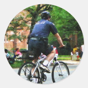 Politie fietspatrouille ronde sticker