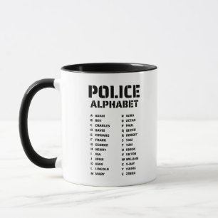 Politie Fonetisch Alfabet Chart voor Ambtenaren Mok