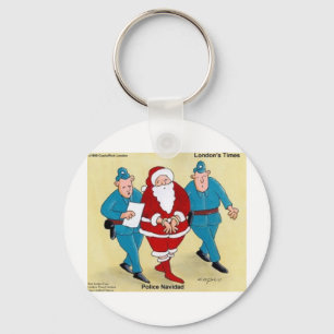 Politie Kerstmis Grappige Kerstman Cadeaus & Kaart Sleutelhanger