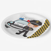 Politie kinder partij papieren bordje (Gekanteld)