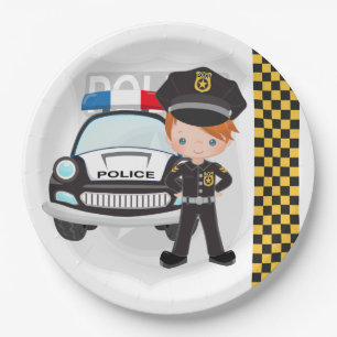 Politie kinder partij papieren bordje
