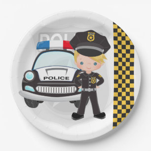 Politie kinder partij papieren bordje