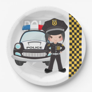 Politie kinder partij papieren bordje