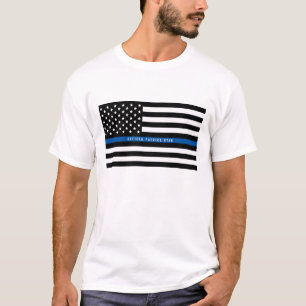 Politie met blauwe lijn Amerikaanse vlag Naam toev T-shirt