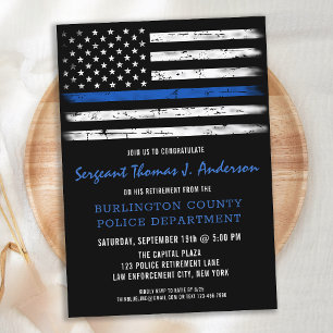 Politie met blauwe lijn vlag Aangepast pensioen Kaart