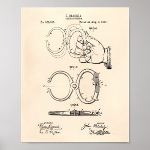 Politie Nippers 1891 Patent Art - Oude poster