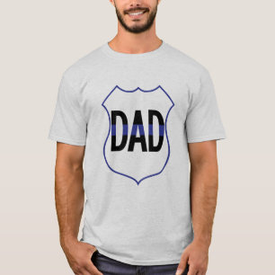 Politie Papa Schild Dunne Blauwe Lijn Mannen T-shirt