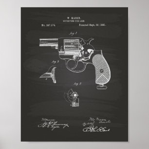 Politie Pistool 1881 Patent Art - Chalkboard Poster