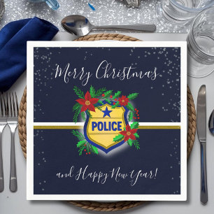 Politie Schild Prettig Kerstfeest & Gelukkig Nieuw Servet