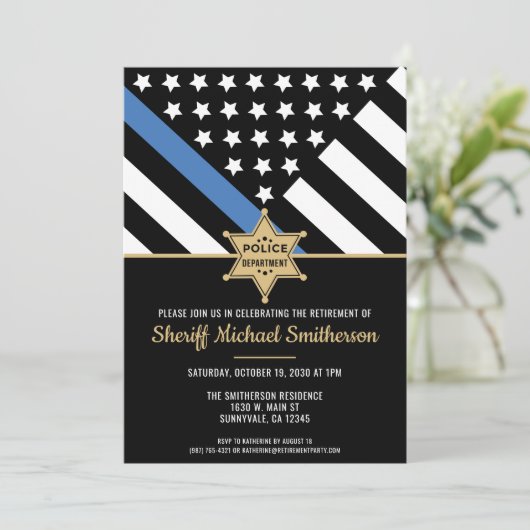 Politie Sheriff Pensioen Thin Blue Line Vlag Kaart (Staand voorkant)