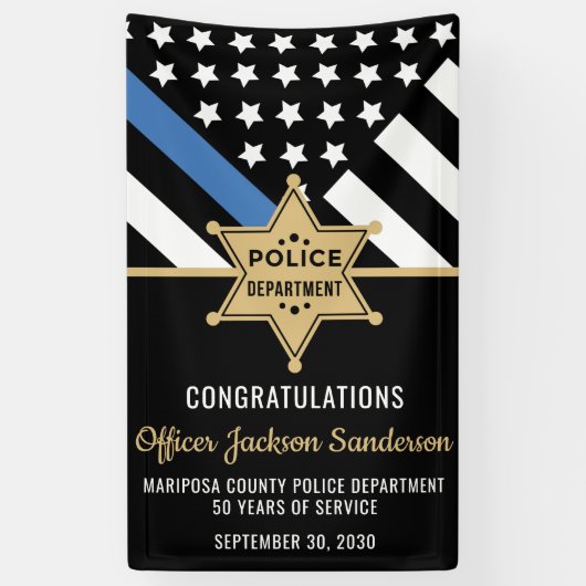 Politie Sheriff Pensioen Wetshandhaving Spandoek (Verticaal)