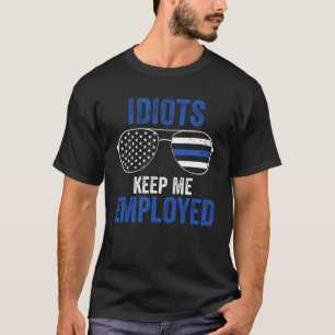Politie stoute mensen houden me werkloos blauwe li t-shirt