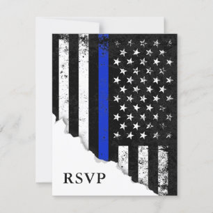 Politie Styled Amerikaanse Vlag Wit RSVP Antwoord