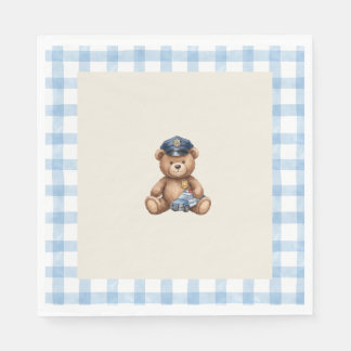 Politie Teddybeer Gingham Baby Shower Servetten