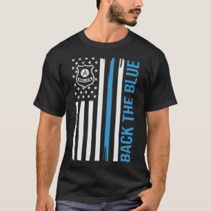 Politie Terug Blauwe Amerikaanse Vlag Wetshandhavi T-shirt