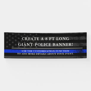 Politie-thema Amerikaanse vlag donkere achtergrond Spandoek