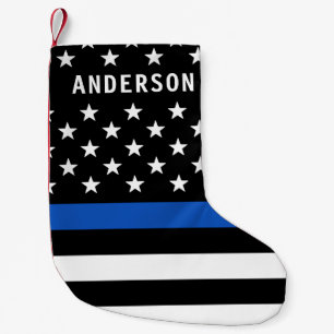 Politie Thin Blue Line - Aangepaste Amerikaanse vl Kleine Kerstsok