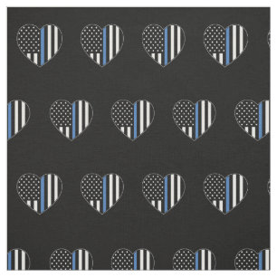 Politie Thin Blue Line American Flag Heart Pattern Stof