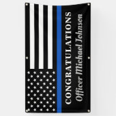 Politie Thin Blue Line personaliseert Gefeliciteer Spandoek (Verticaal)