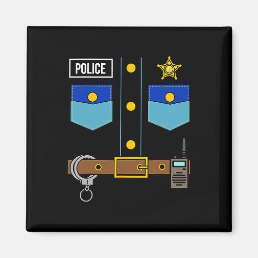 Politie Uniform Kostuum Cool Easy Halloween Politi Magneet (Voorkant)