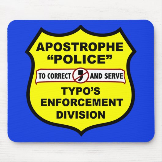 Politie van Grammar Apostrophe Mousepad Muismat (Voorkant)