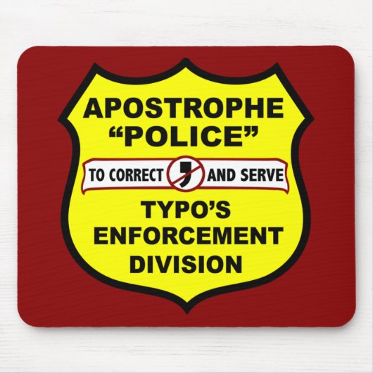 Politie van Grammar Apostrophe Mousepad Muismat (Voorkant)