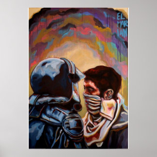 politie versus demonstrant poster