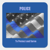 politie vierkante sticker (Voorkant)