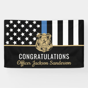 Politie Vlag Blauwe lijn Congrats Pensioen Partij Spandoek