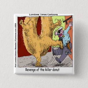 Politie Vs Donut Grappige Cartoon Vierkante Button 5,1 Cm