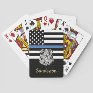 Politie wetshandhaving pensioen dunne blauwe lijn pokerkaarten