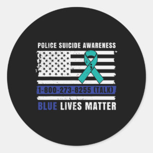 Politie Zelfmoord Bewustzijn Blue Leeft Politie Ronde Sticker