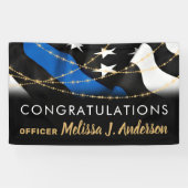 Politieacademie Gold Thin Blue Line Spandoek (Horizontaal)