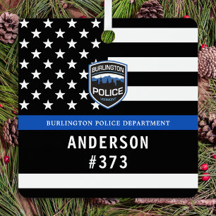 Politieafdeling Blue Custom Logo Law Enforcement Metalen Ornament