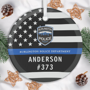 Politieafdeling Douane Logo Blue Law Enforcement Glas Ornament