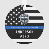 Politieafdeling Douane Logo Blue Law Enforcement Ornament (achterkant)