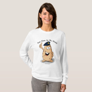 Politieagent aardappelen met blauw pet van de poli t-shirt