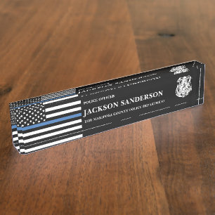 Politieagent Afdeling Rechtshandhaving Logo Naambordje