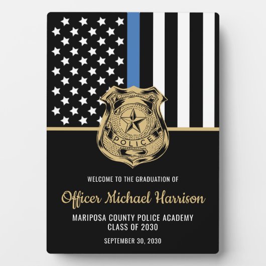 Politieagent Afstuderen Law Enforcement Academy Fotoplaat (voorkant)