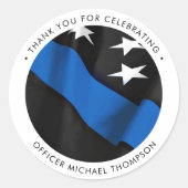 Politieagent Afstuderen Thin Blue Line Dank u Ronde Sticker (Voorkant)