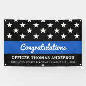Politieagent Afstuderen Thin Blue Line Party Spandoek (Horizontaal)