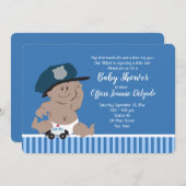 Politieagent Baby Cop Invitations Dark Skin Kaart (Voorkant / Achterkant)