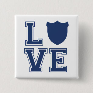 Politieagent Badge - L O V E Vierkante Button 5,1 Cm