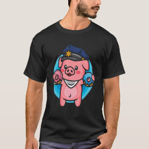 politieagent boer Funny Pig Cop Donut Doug T-shirt