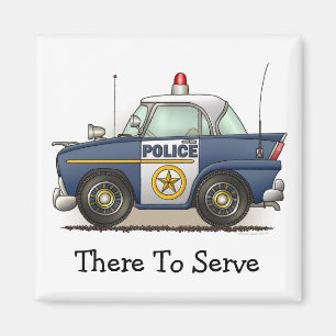 Politieagent crusier Cop Car Square Magnet Magneet