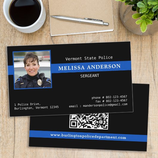 Politieagent Custom Photo Law Enforcement QR-code Visitekaartje