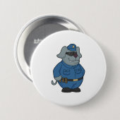 Politieagent Dog Ronde Button 7,6 Cm (Voorkant /achterkant)