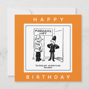 Politieagent en vuurman - Fireman's Lift Cartoon Kaart