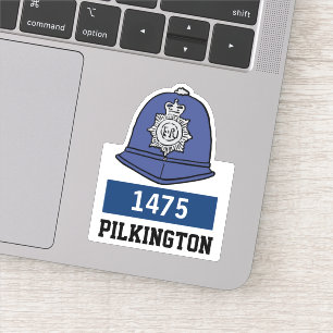 Politieagent Helm met Naam & Nummer Sticker