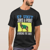 Politieagent Hond K0 Eenheid Jaws & Paws Handhavin T-shirt (Voorkant)